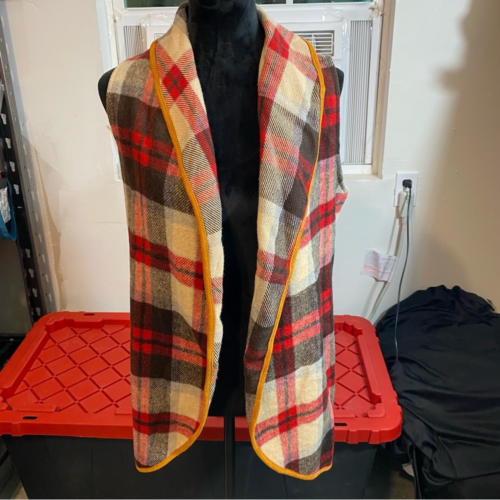 Grace &Emma Tartan Plaid Tunic Open Tunic Vest Sleeveless Woman’s Long line …